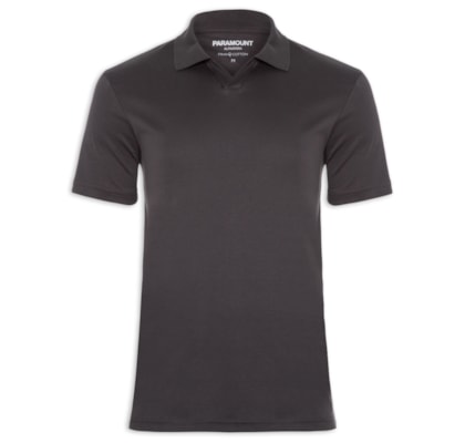  Polo Masculina Pima Cotton Gola V - Cinza