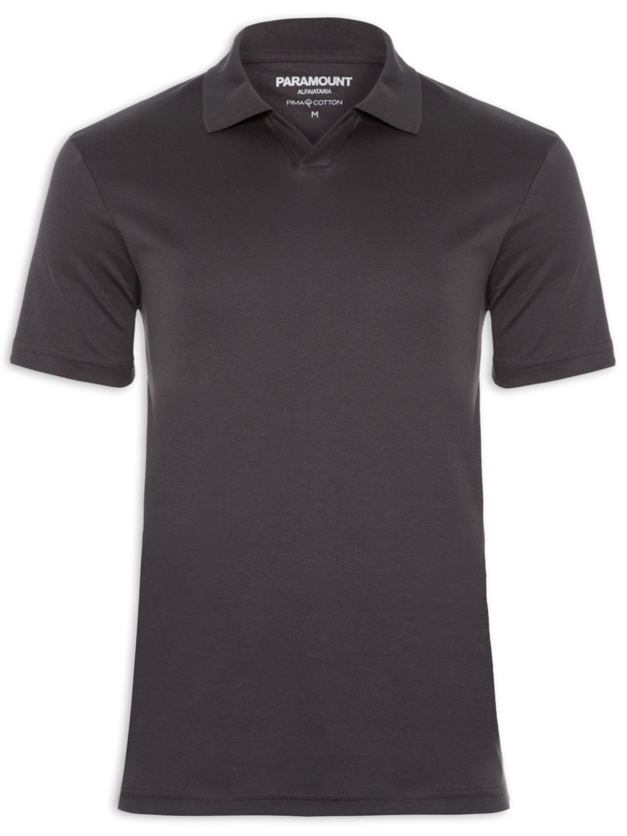 Polo Masculina Pima Cotton Gola V - Cinza