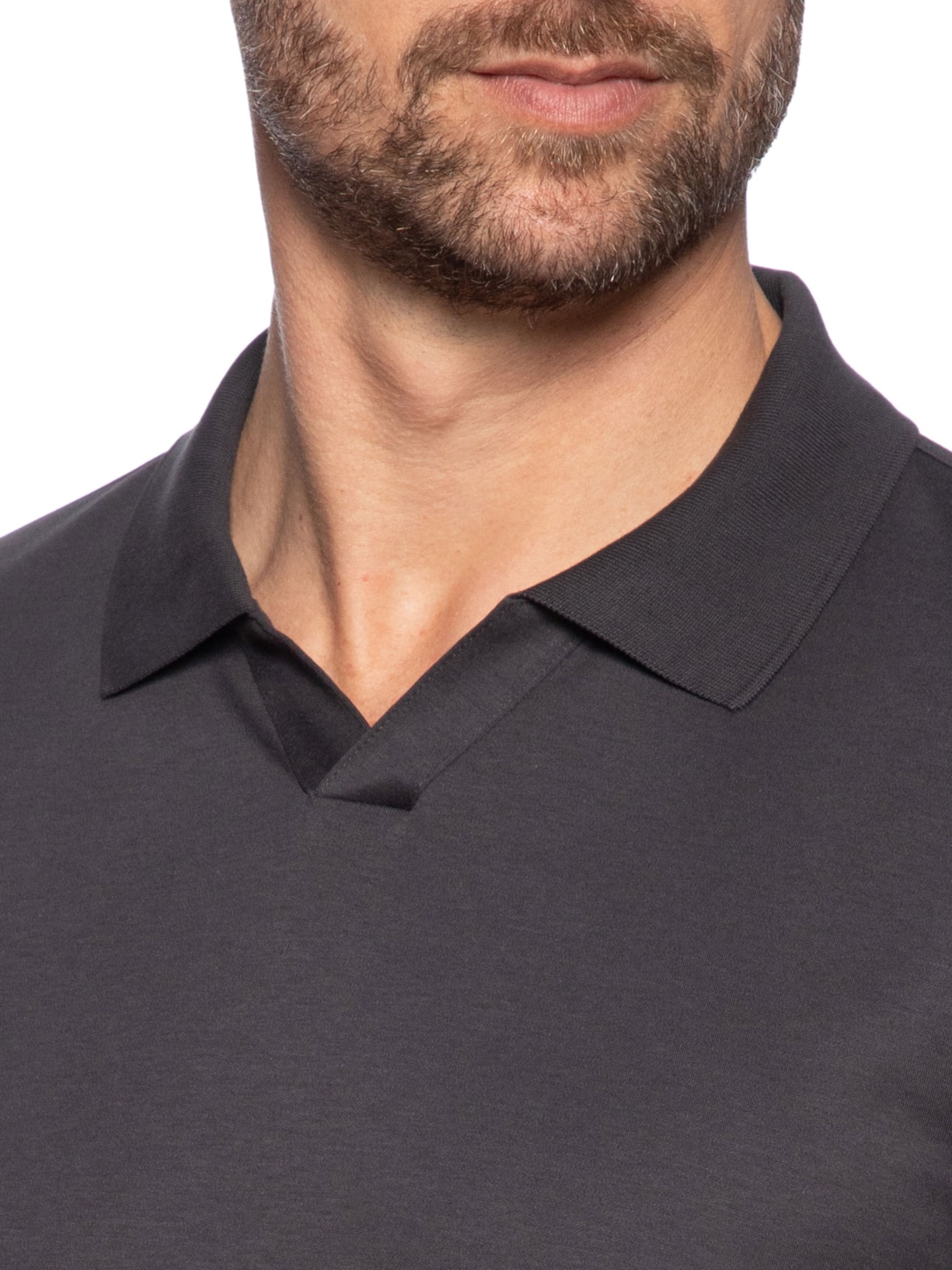  Polo Masculina Pima Cotton Gola V Cinza Paramount Alfaiataria