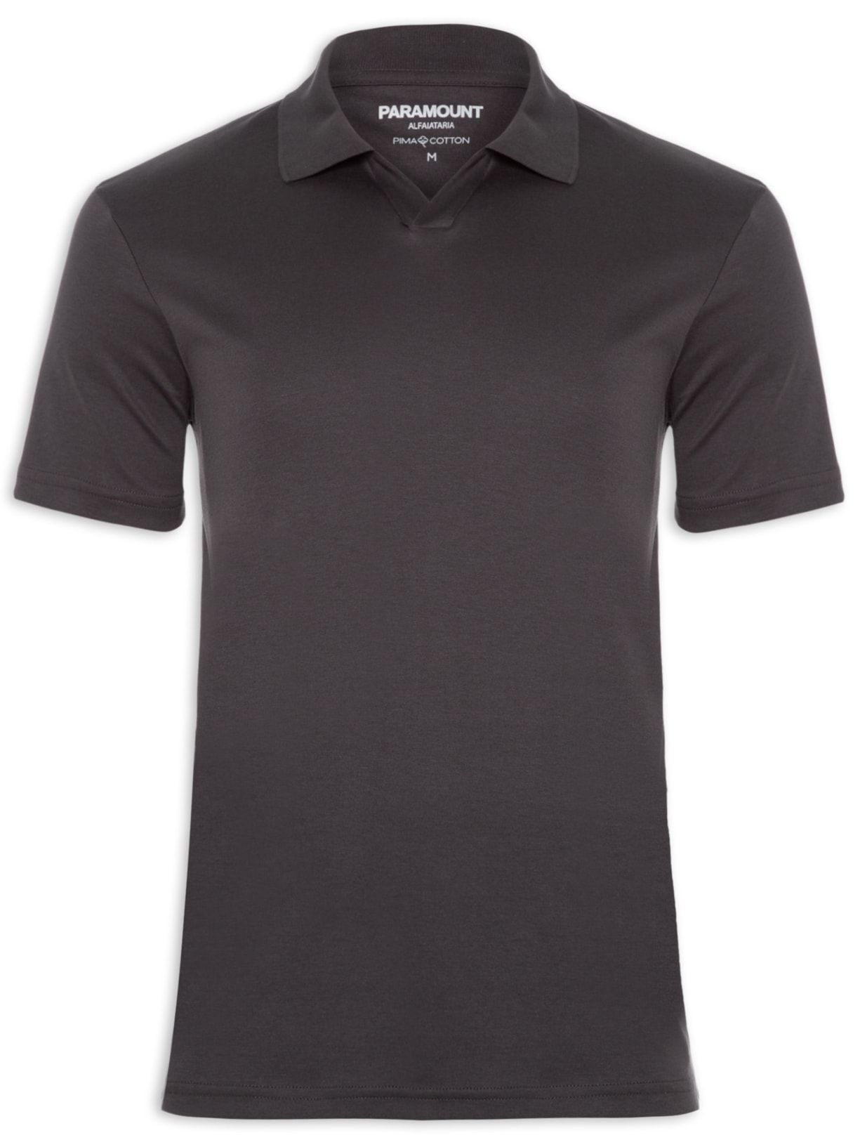 Polo Masculina Pima Cotton Gola V - Cinza