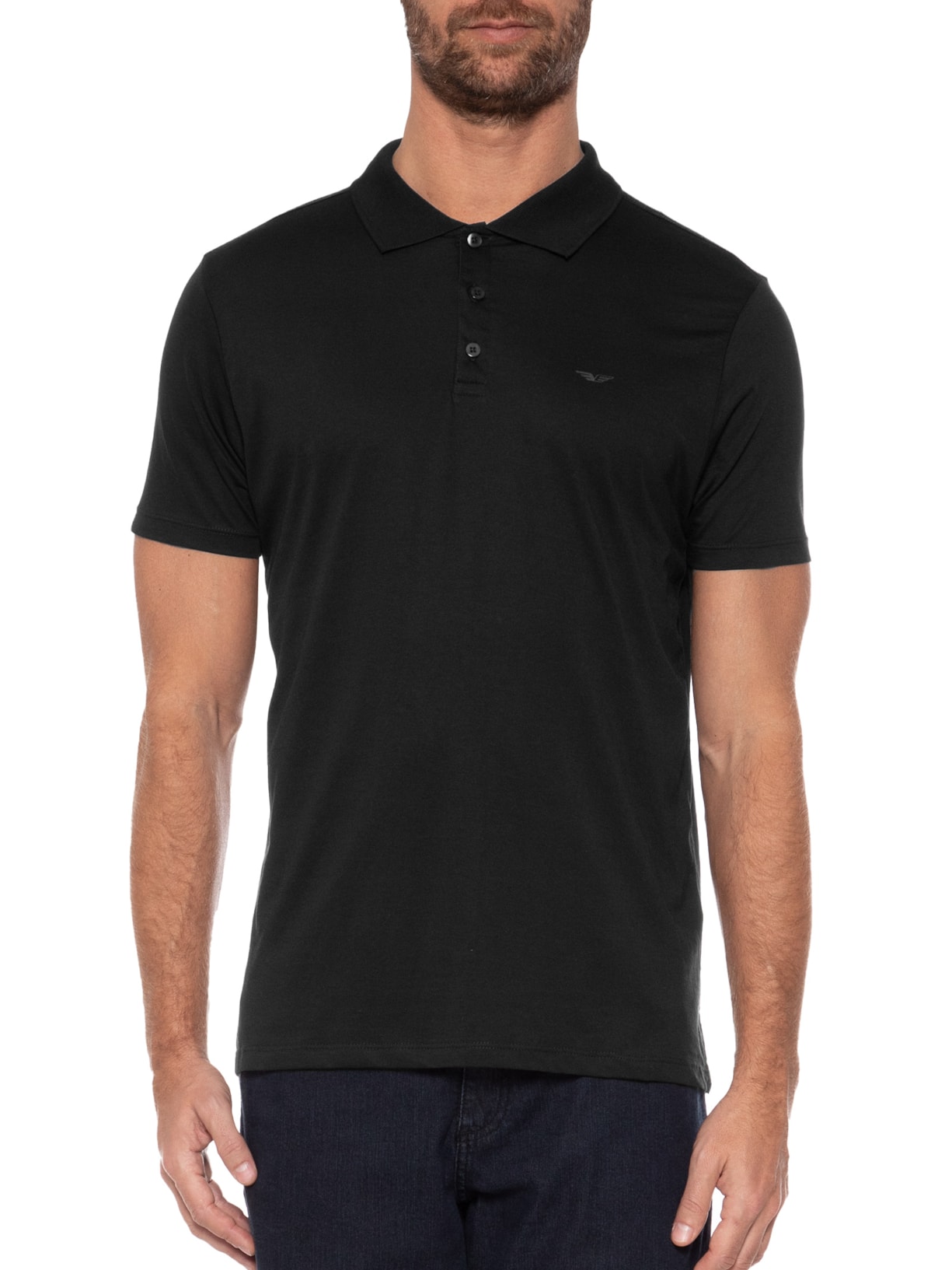 Polo Masculina Pima Easa Mirror Classic Manga Curta Preto Ellus