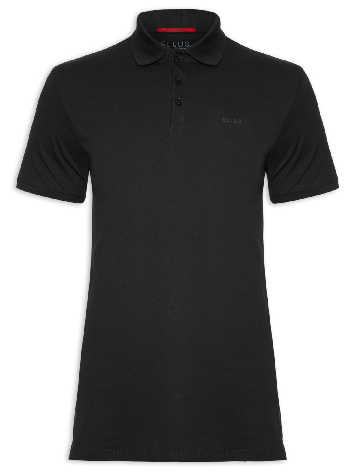 Polo Masculina Pima Easa Mirror Classic Manga Curta - Preto