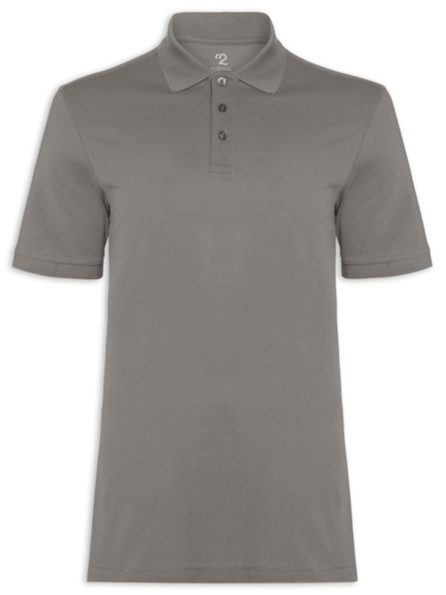 Polo Masculina Pima Manga Curta Regular Fit - Cinza