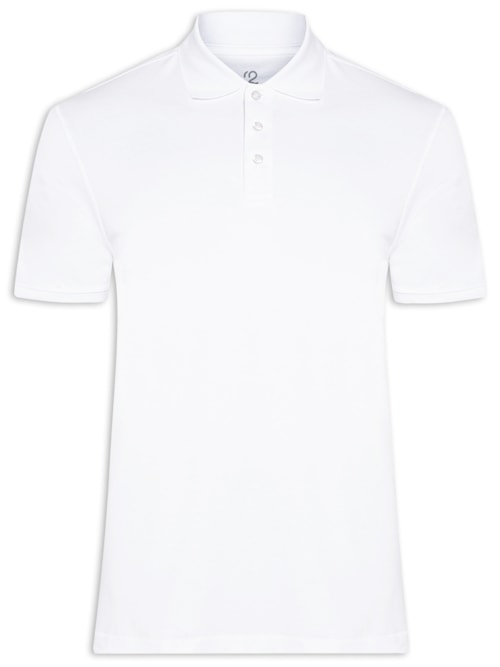 Polo Masculina Pima Manga Curta Regular Fit Malha - Branco