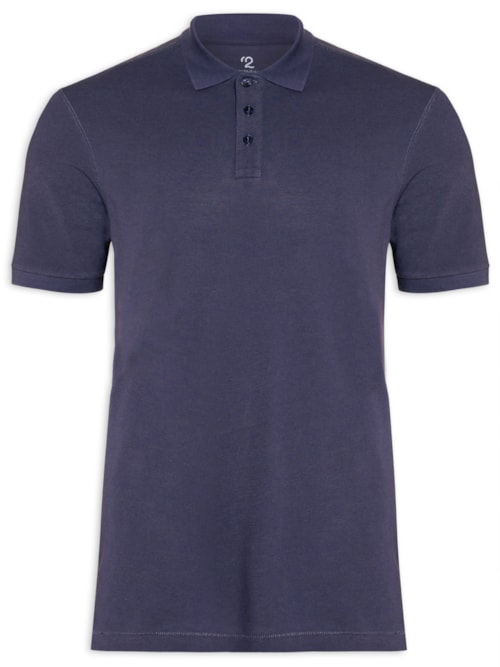 Polo Masculina Pima Manga Curta Regular Fit Piquet - Azul