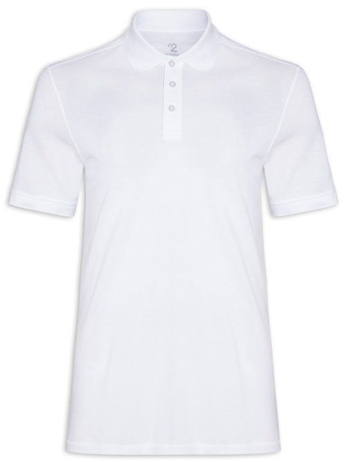 Polo Masculina Pima Manga Curta Regular Fit Piquet - Branco