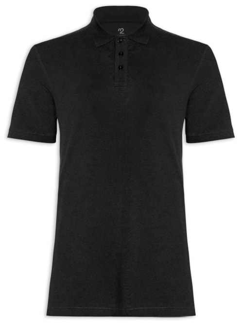 Polo Masculina Pima Manga Curta Regular Fit Piquet - Preto
