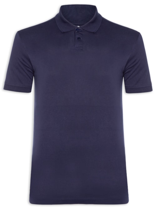 Polo Masculina Pima Manga Curta Slim - Azul