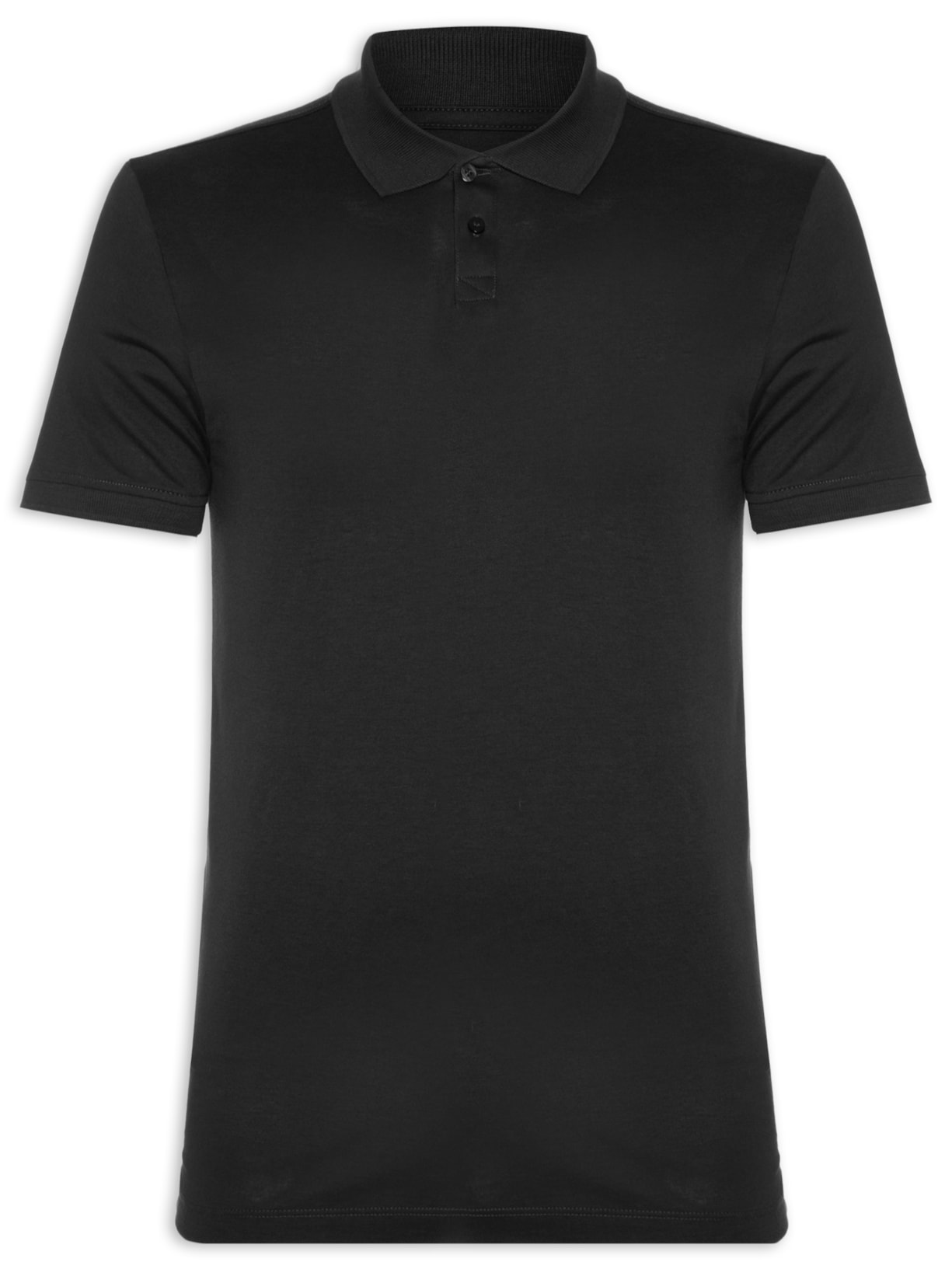 Polo Masculina Pima Manga Curta Slim - Preto