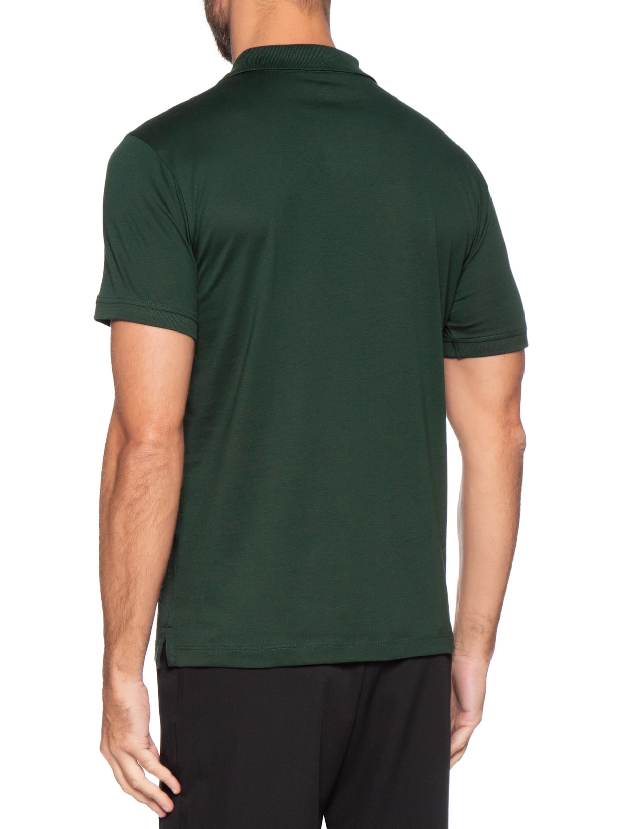 Polo Masculina Pima Manga Curta Slim Verde '2 Essential