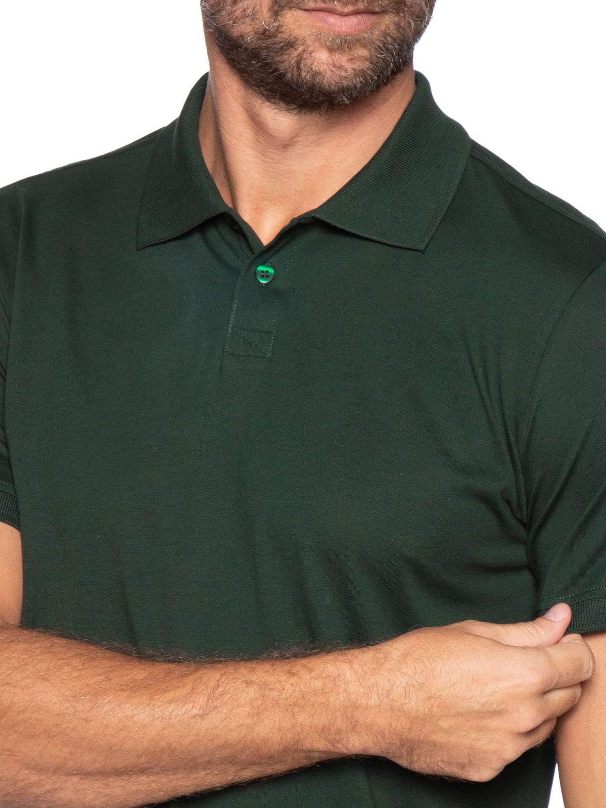 Polo Masculina Pima Manga Curta Slim Verde '2 Essential