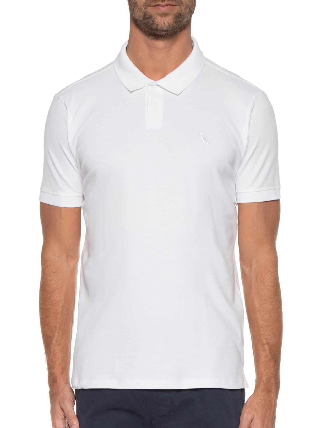 Polo Masculina Pima Piquet Branco Reserva