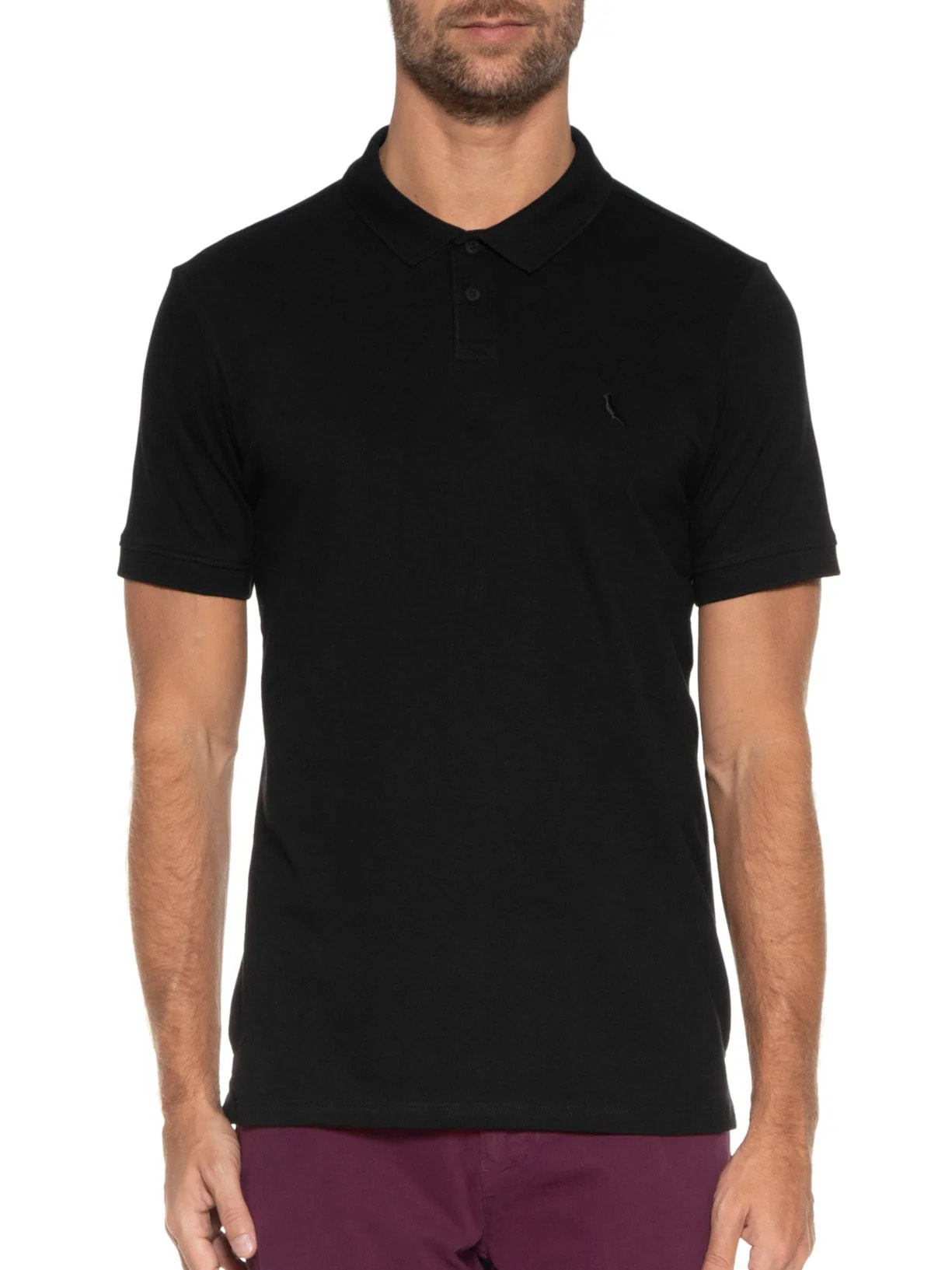 Polo Masculina Pima Piquet Preto Reserva