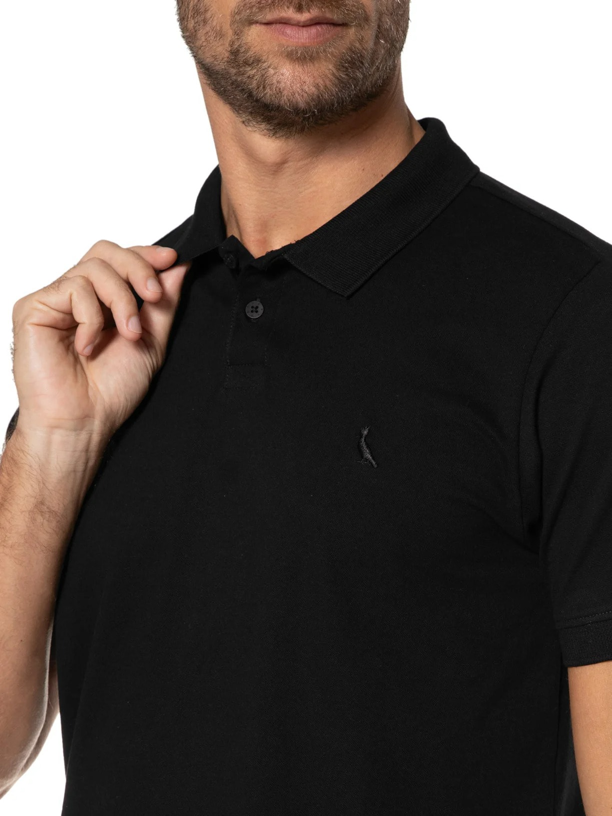 Polo Masculina Pima Piquet Preto Reserva