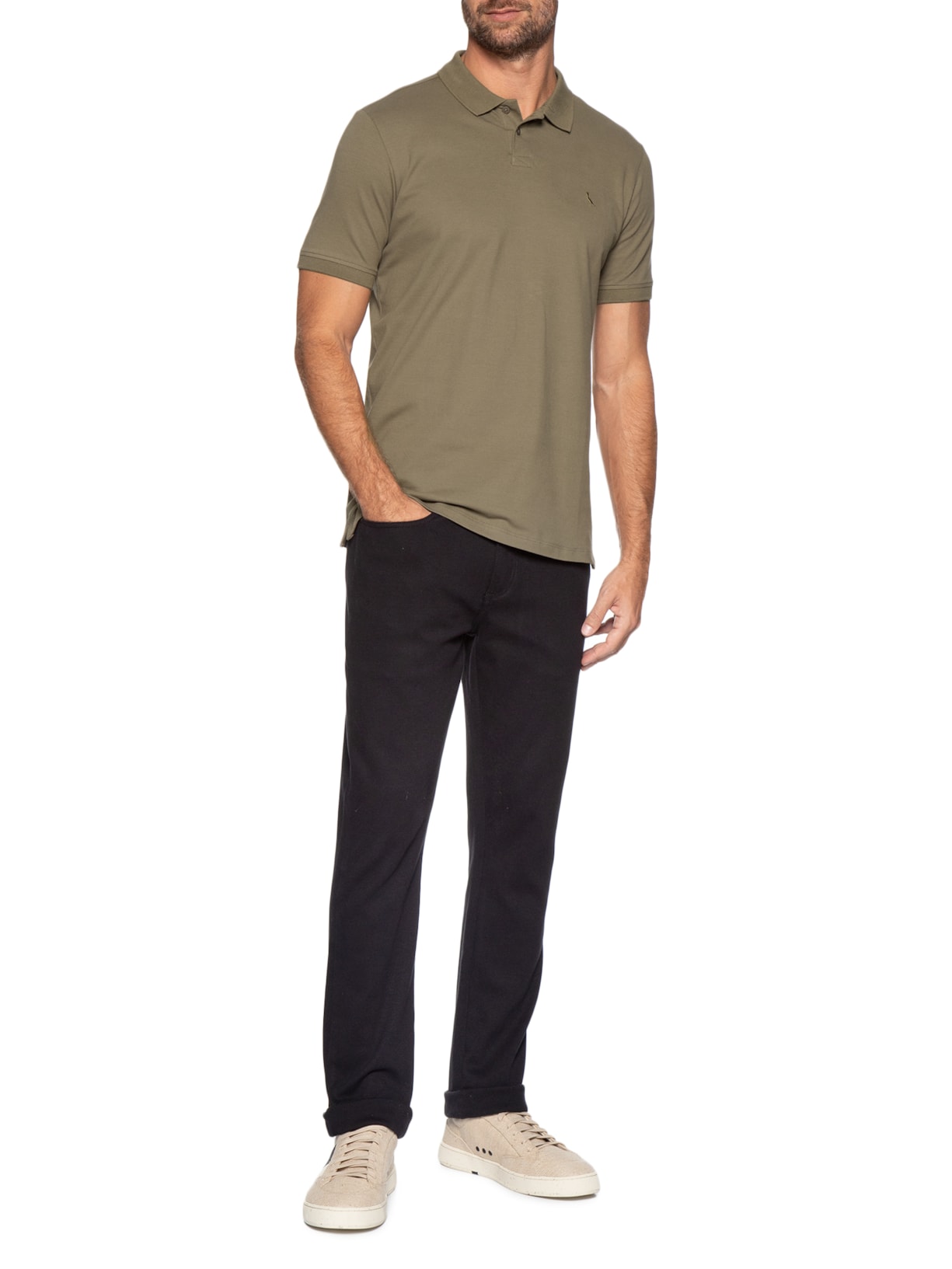 Polo Masculina Pima Piquet Verde Reserva