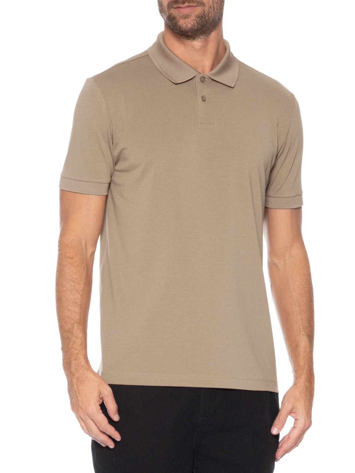 Polo Masculina Pima Tech Bege Reserva
