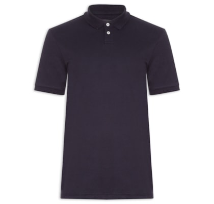 Polo Masculina Piquet Algodão Stretch - Azul