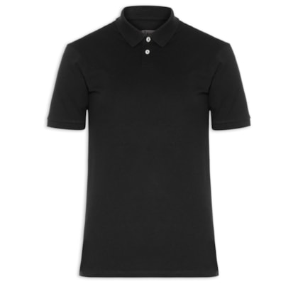 Polo Masculina Piquet Algodão Stretch - Preto
