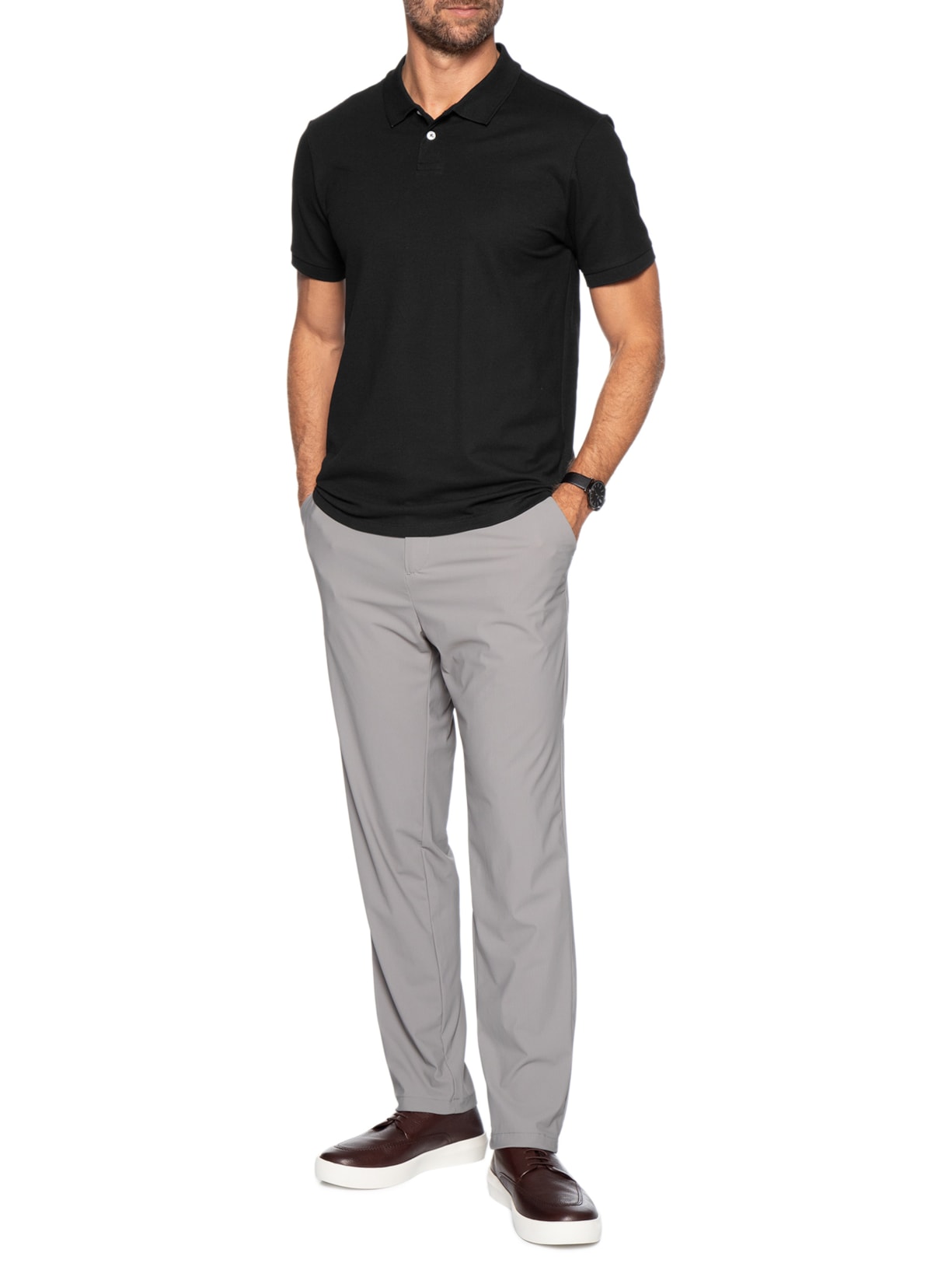 Polo Masculina Piquet Algodão Stretch Preto Oficina Reserva
