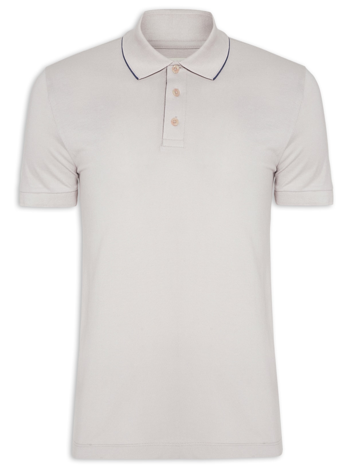 Polo Masculina Piquet Assinatura Manga - Cinza