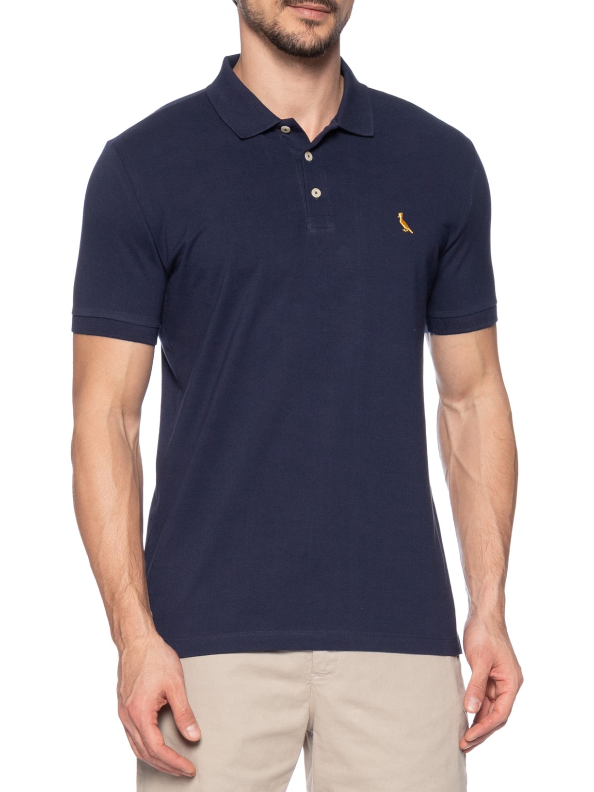 Polo Masculina Piquet Básica Golden Pais Azul Reserva
