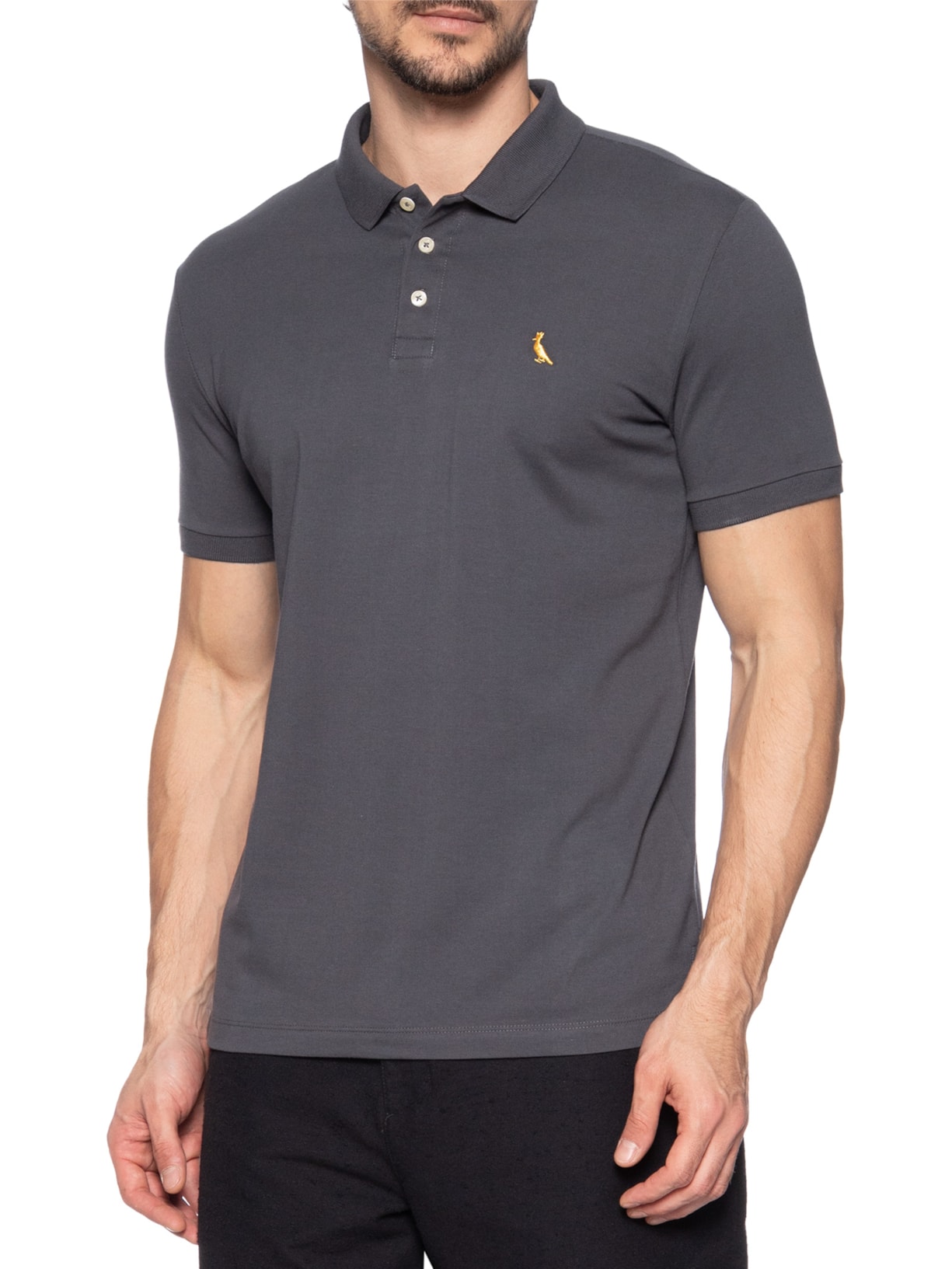 Polo Masculina Piquet Básica Golden Pais Cinza Reserva
