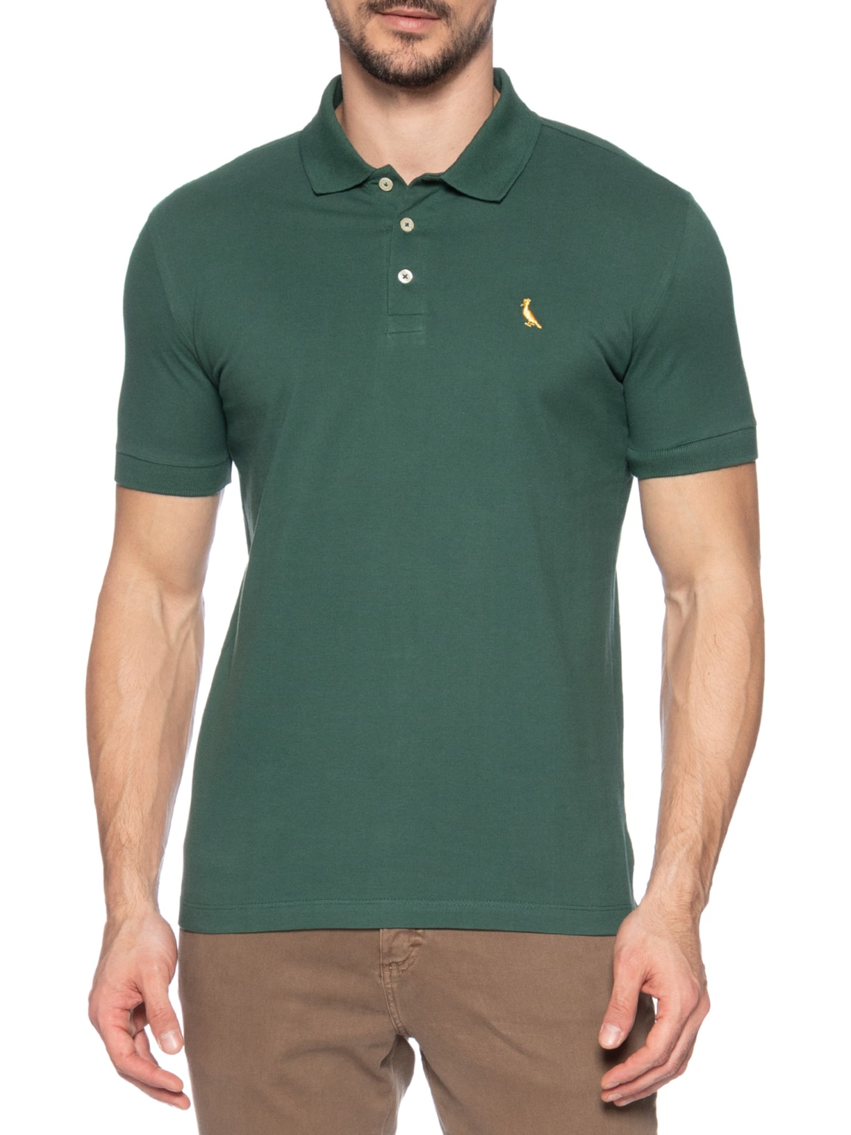 Polo Masculina Piquet Básica Golden Pais Verde Reserva