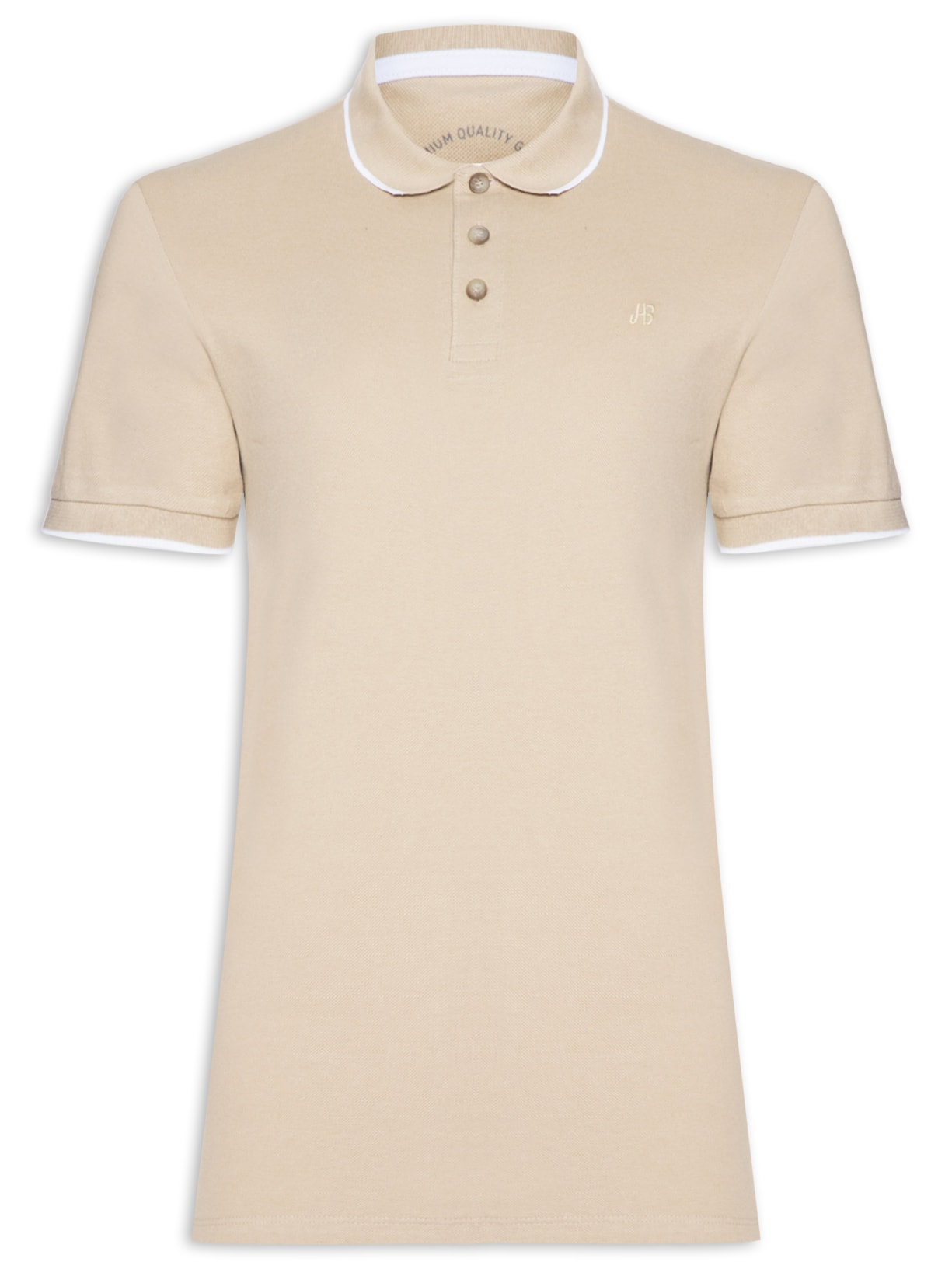 Polo Masculina Piquet Classic Friso - Bege