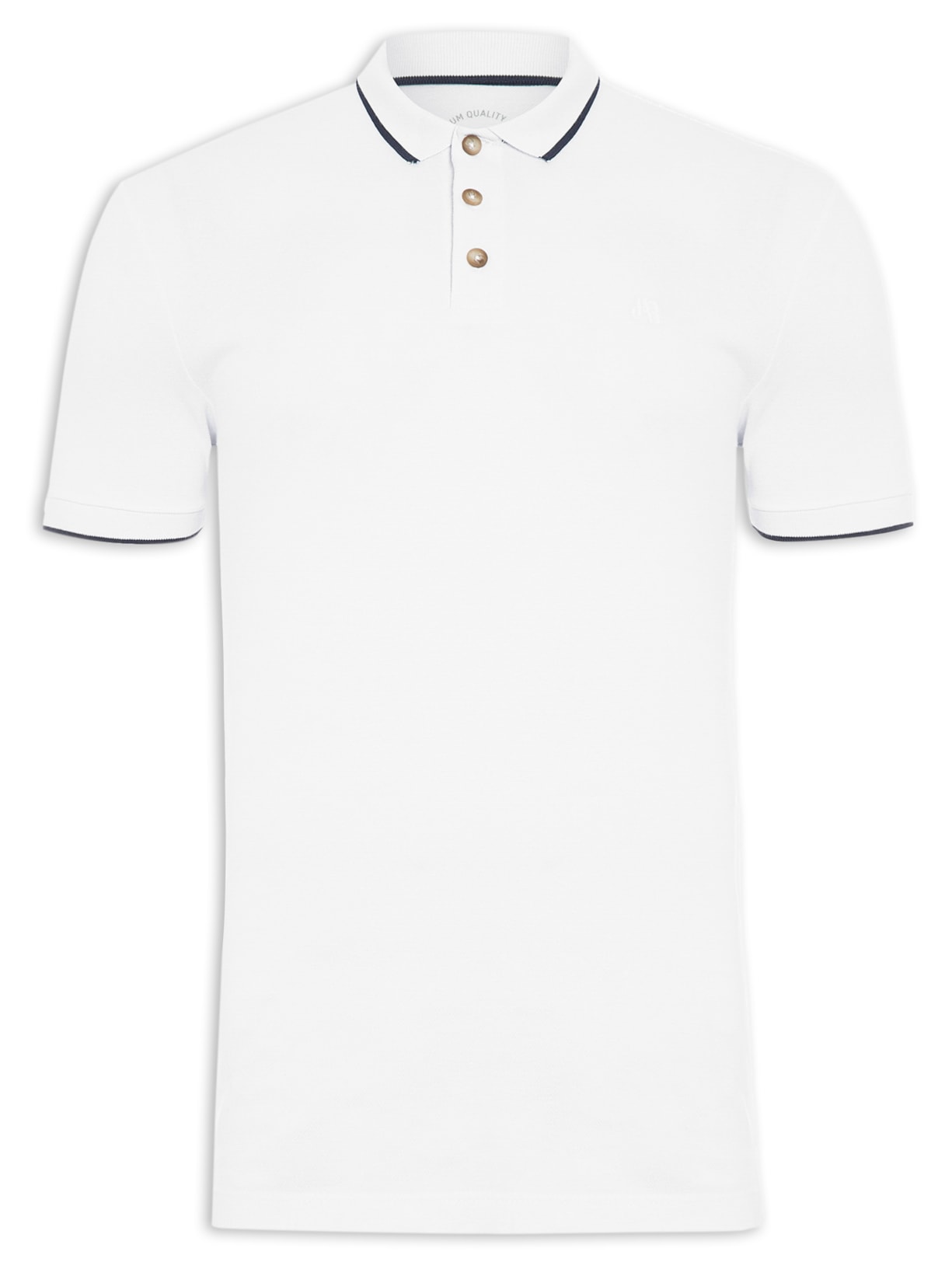 Polo Masculina Piquet Classic Friso - Branco