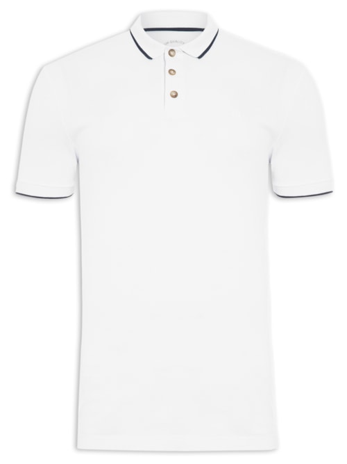 Polo Masculina Piquet Classic Friso - Branco