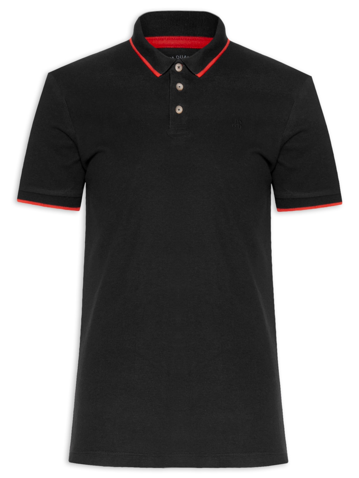 Polo Masculina Piquet Classic Friso - Preto
