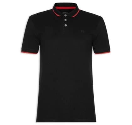 Polo Masculina Piquet Classic Friso - Preto