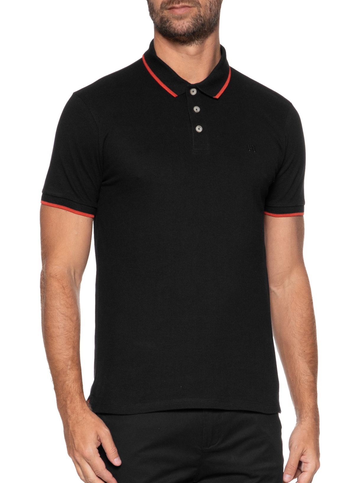 Polo Masculina Piquet Classic Friso Preto Jab