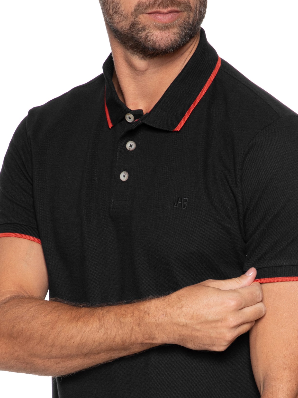 Polo Masculina Piquet Classic Friso Preto Jab
