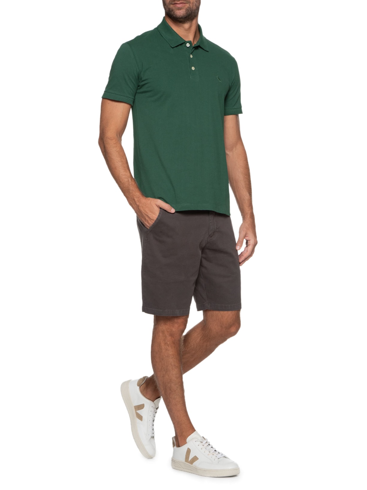 Polo Masculina Piquet Clássica Verde Reserva