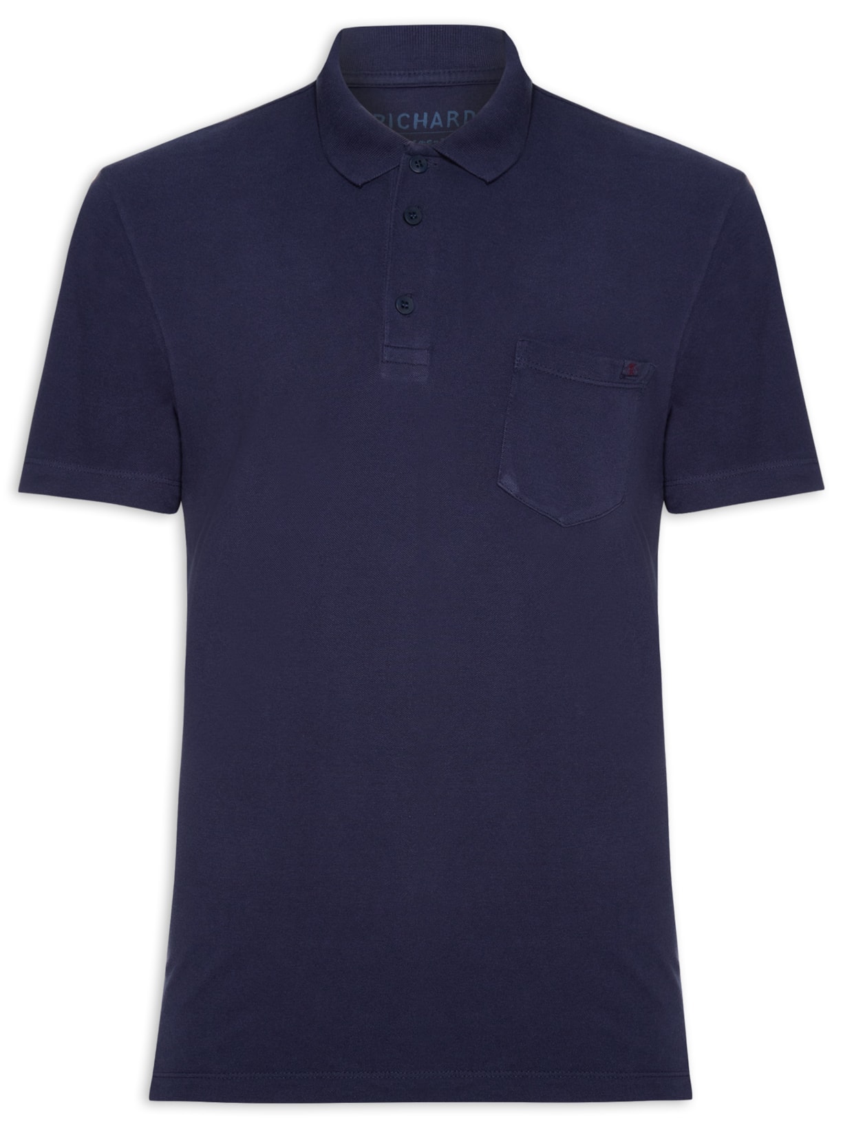 Polo Masculina Piquet Com Bolso - Azul