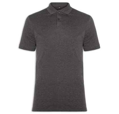 Polo Masculina Piquet Com Botão Básica - Cinza