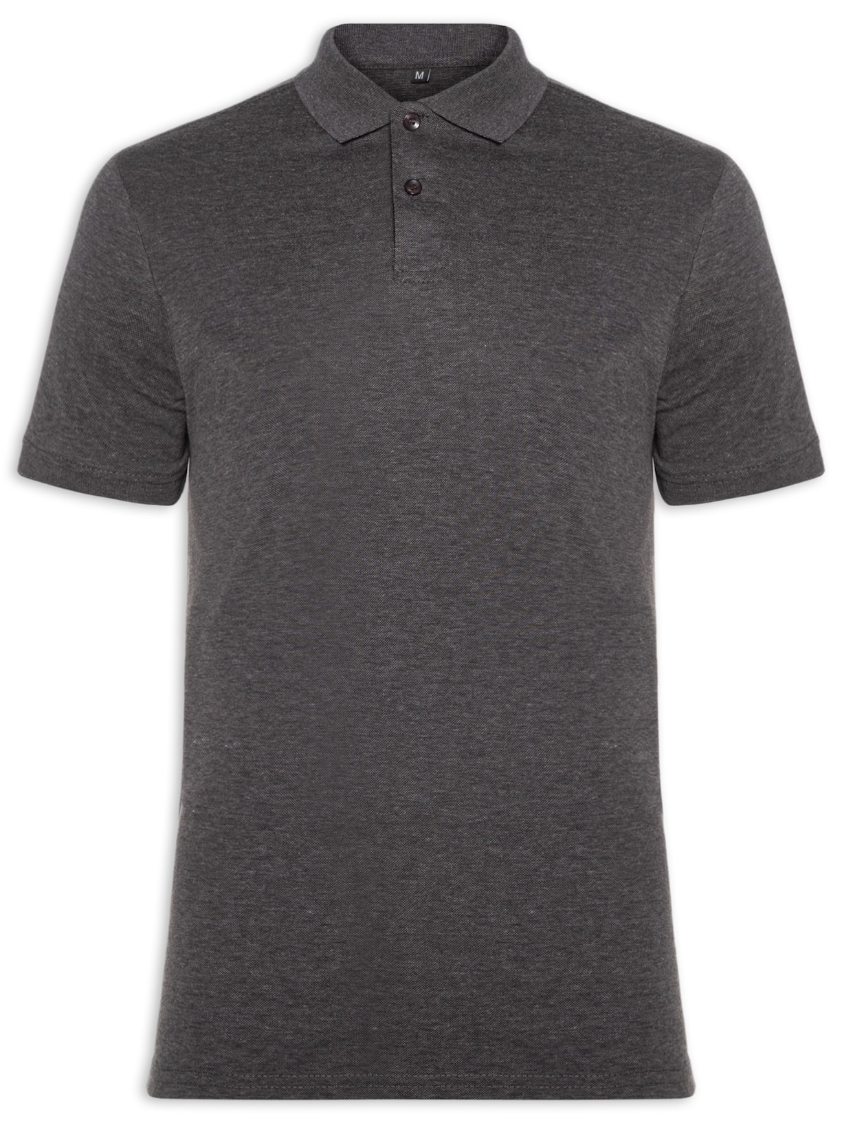 Polo Masculina Piquet Com Botão Básica - Cinza