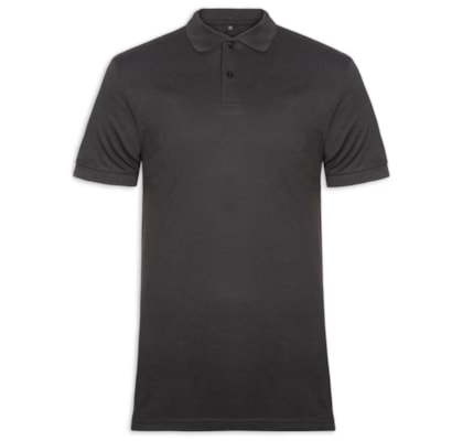 Polo Masculina Piquet Com Botão Básica - Cinza