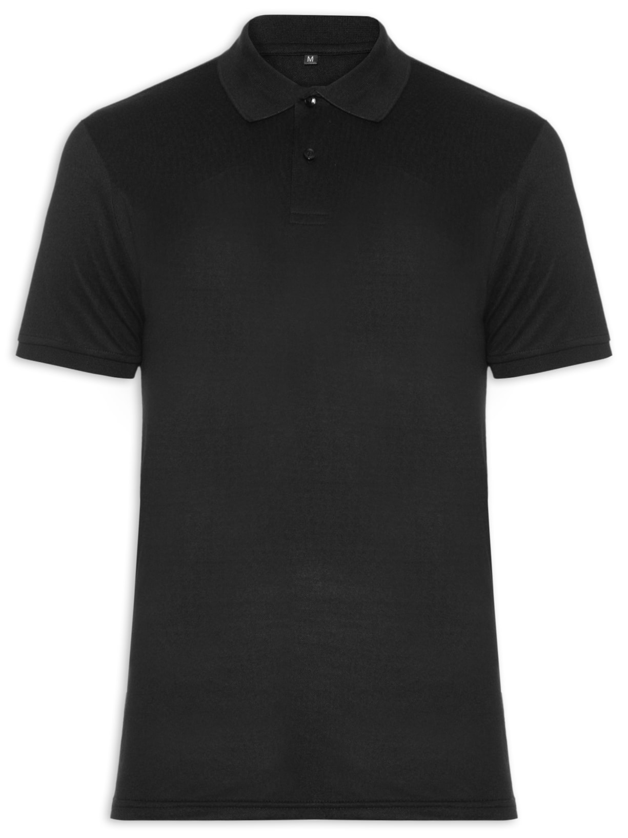 Polo Masculina Piquet Com Botão Básica - Preto