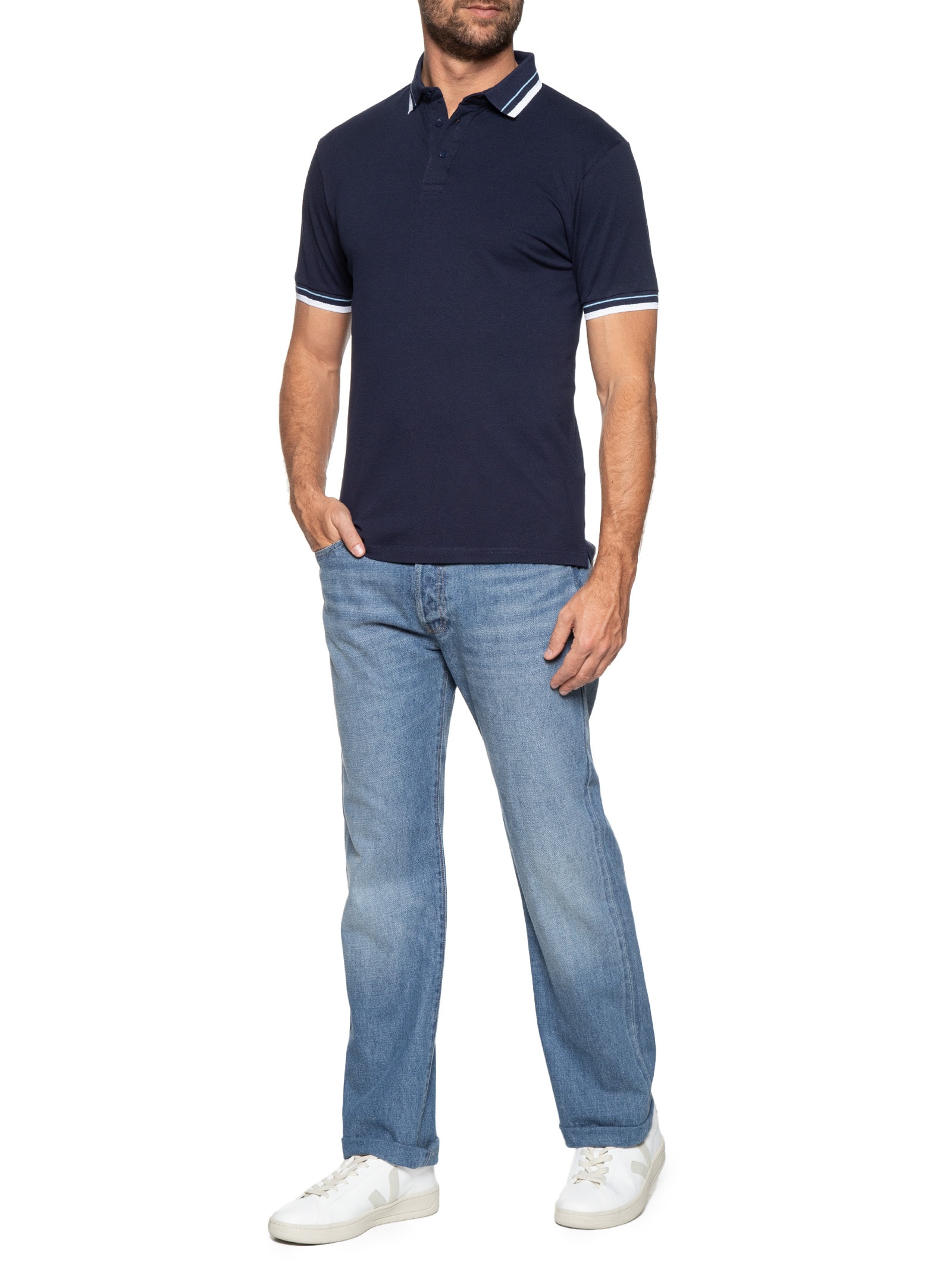 メンズウェア BRIEFING FD MS PILE POLO RF DENIM BLUE M Polo Masculina Piquet Duplo Azul