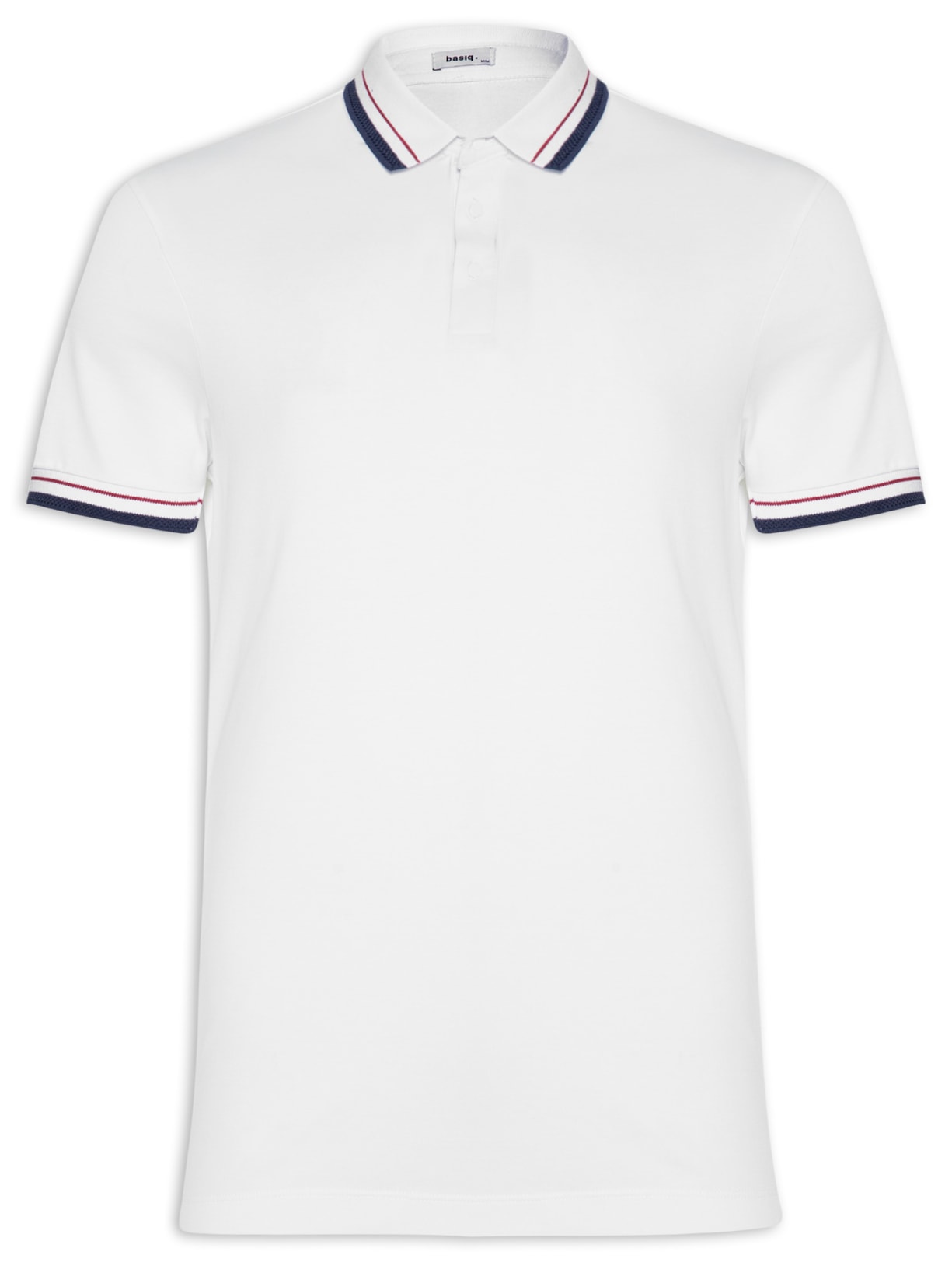 Polo Masculina Piquet Com Detalhes Friso - Branco