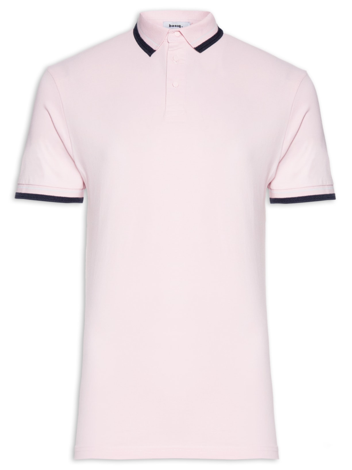 Polo Masculina Piquet Com Detalhes Friso - Rosa
