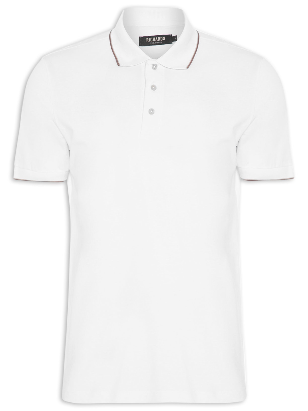 Polo Masculina Piquet Com Frisos Manga Curta - Branco