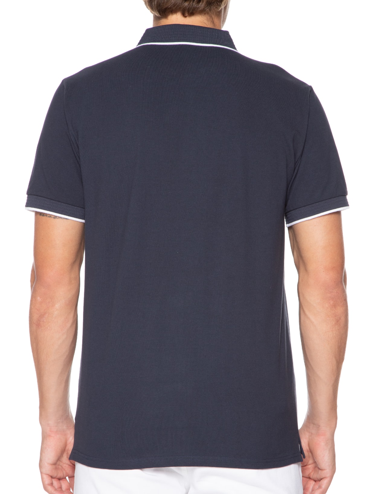 Polo Masculina Piquet Com Zíper Frontal Azul '2 Essential