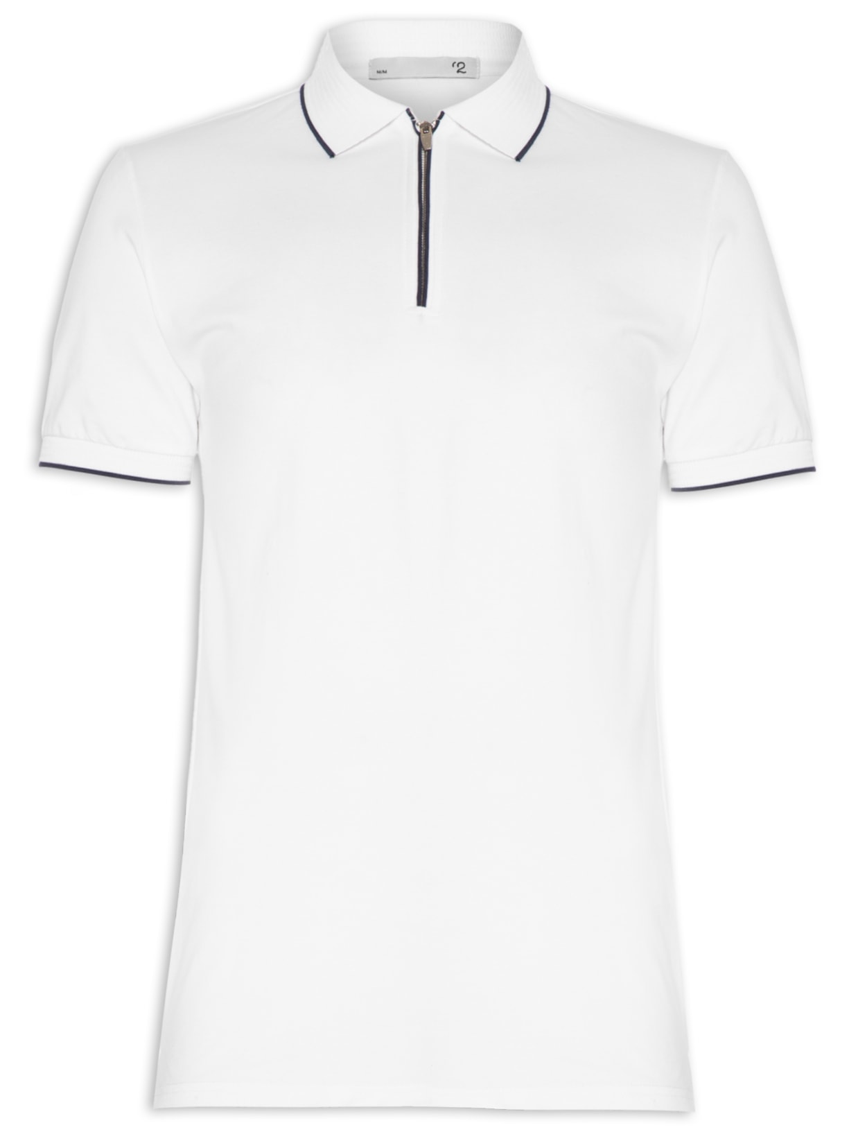 Polo Masculina Piquet Com Zíper Frontal - Off White