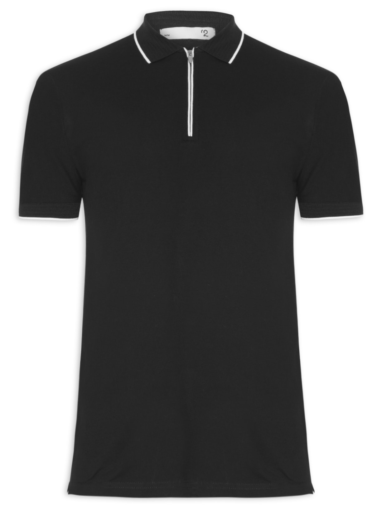 Polo Masculina Piquet Com Zíper Frontal - Preto