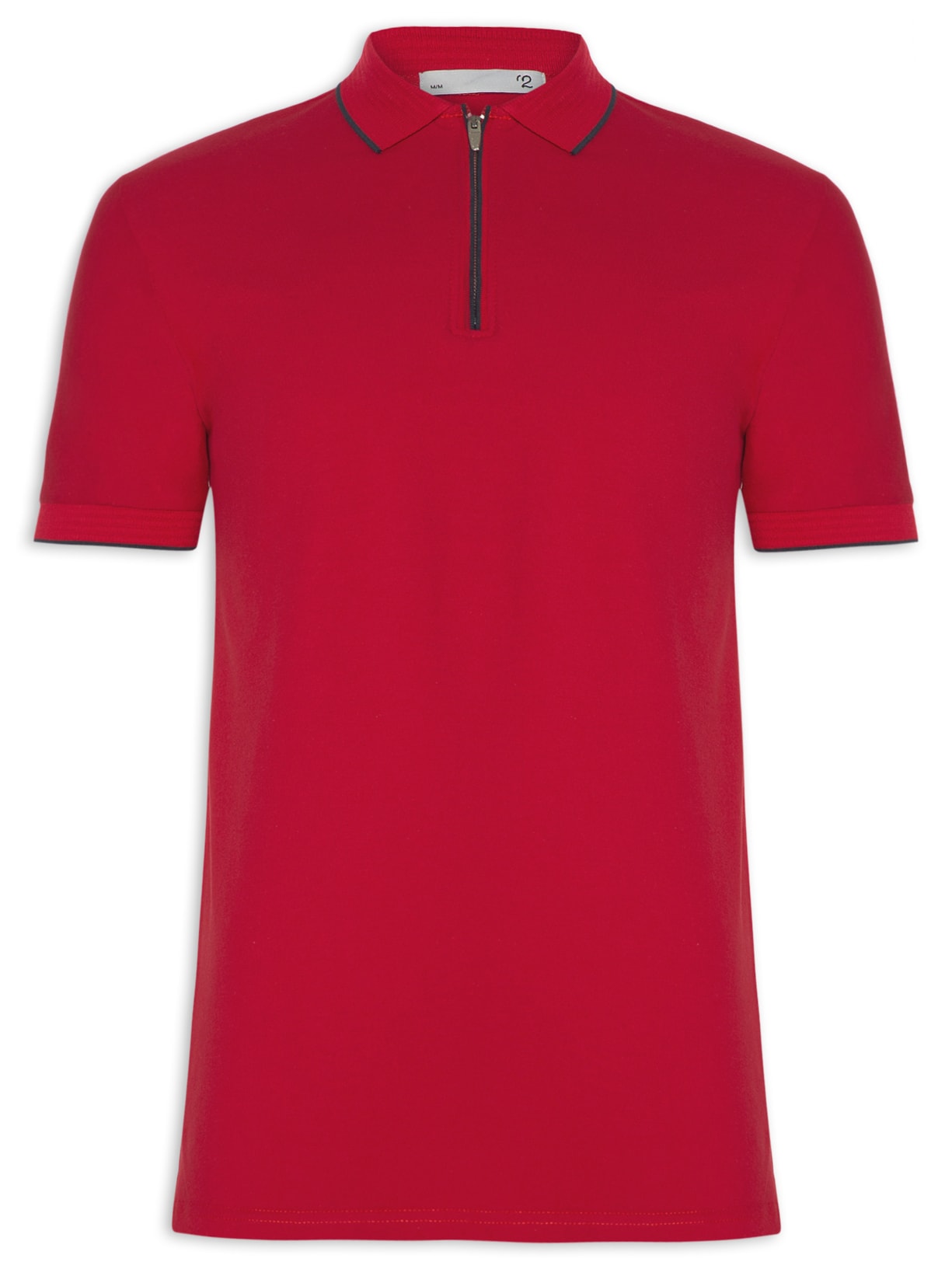 Polo Masculina Piquet Com Zíper Frontal - Vermelho
