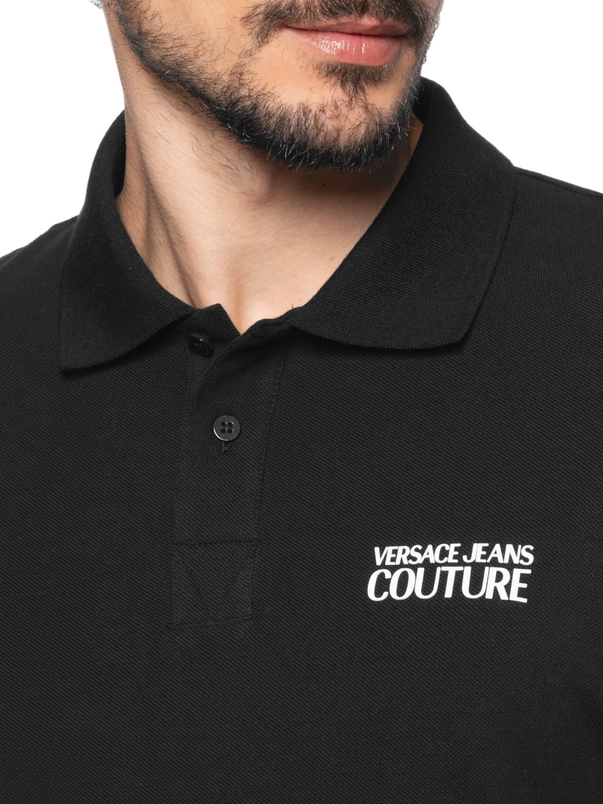 Polo Masculina Piquet Cotton Preto Versace Jeans Couture