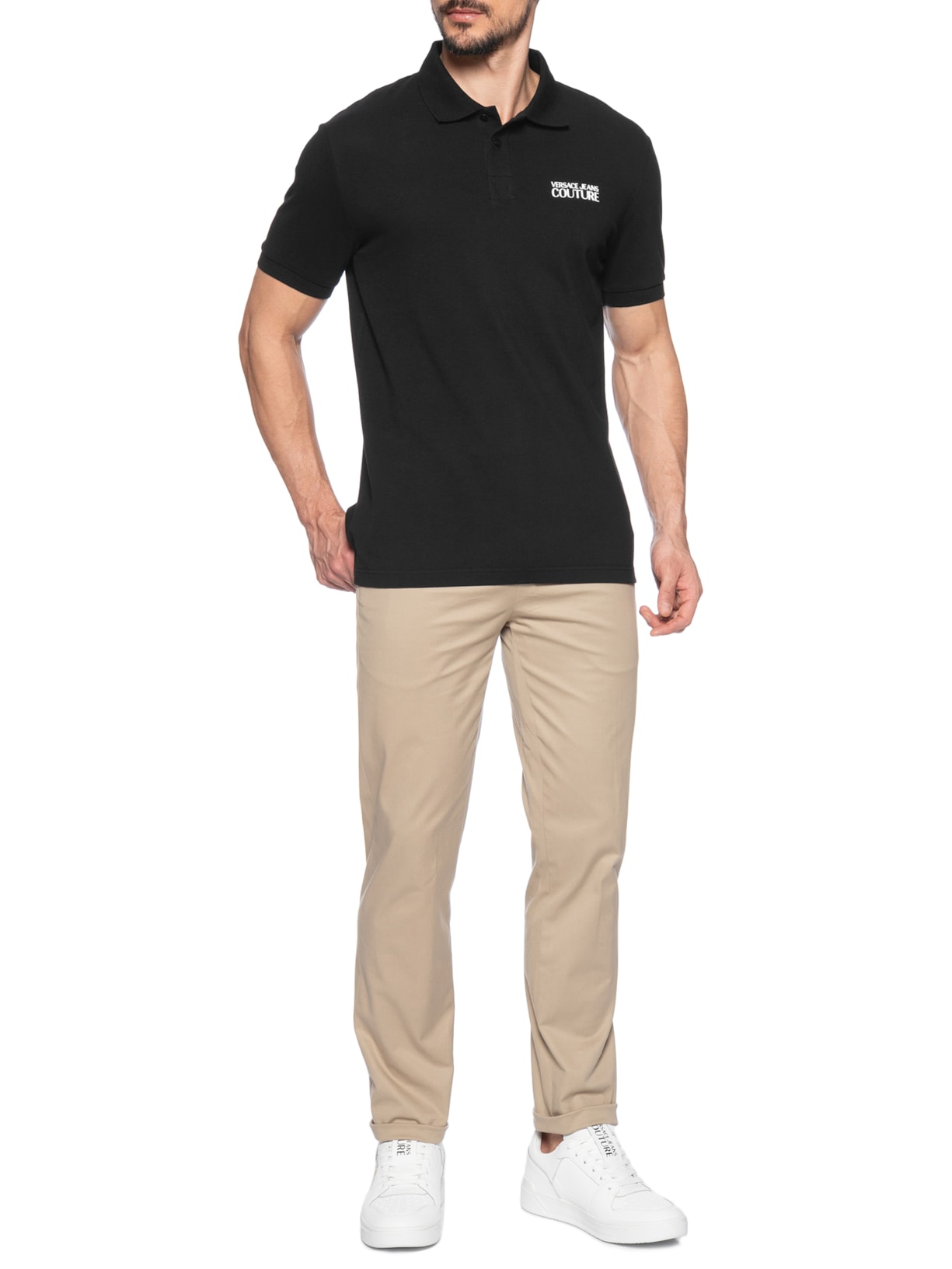 Polo Masculina Piquet Cotton Preto Versace Jeans Couture